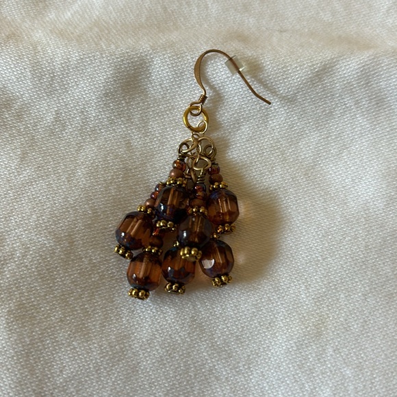 Chandelier earrings. Handmade drop earrings with a 1:1/2 drop. Color is 2 toned. - Picture 2 of 3